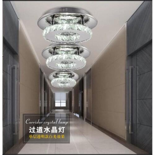 Round stainless steel ceiling lamp crystal tunnel lamp modern simple corridor porch lamp home lighting balcony lamps