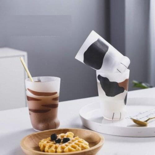 350ml Mug Heat-resistant Glass Cat Cup Tiger Paws Office Matte Cat Paws Creative Milk Coffee Cup Cute Children Drink Bottle