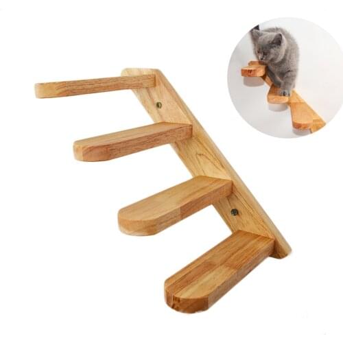 Pet Stair Steps Wall Cat Climbing Shelf Wall Mounted Cat Stair Ladder Pet Climbing Ladder Frame Pet Play House Wooden Decoration