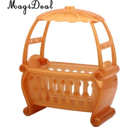 1Pc Lovely Dollhouse Miniature Furniture Detachable Canopy Baby Cot for Dolls Bedroom Decor Children Kids Pretend Play Toy