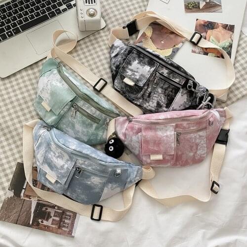 Fashion Women Tie Dye Printing Canvas Shoulder Crossbody Chest Bag Ladies Casual Sports Mini Waist Packs Purse Bolso Femenino