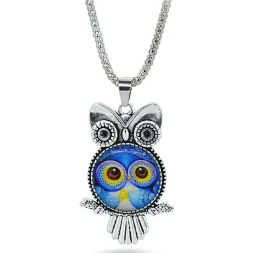 Fashion Owl pendant necklace newest cabochon necklace in jewelry vintage color statement chain necklace