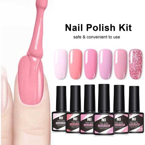8.5ml Nail Polish Kit Soak Off Nail Gel Set Starter Kit with Assorted Color Nail Polish 6 Bottles