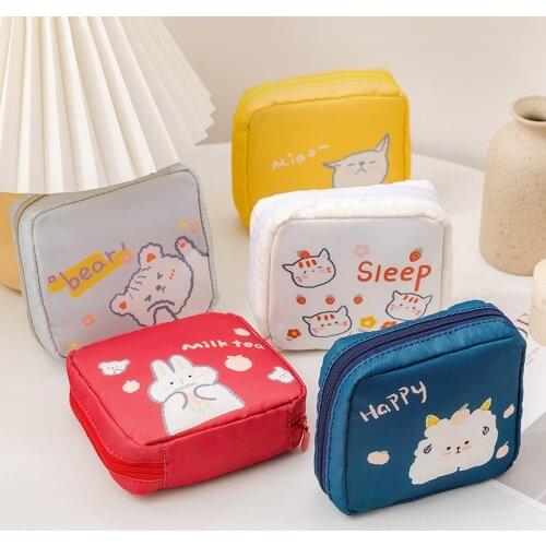 2021 New Cute Tampon Storage Bag Multi-Purpose Sanitary Pad Cosmetic Bag Headphone Case Coin Purse Women Mini Travel Organizers
