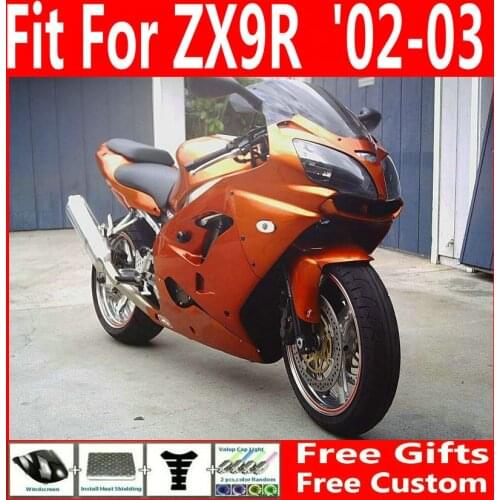 Bodywork plastic fairing kit for Kawasaki Ninja ZX9R 02 03 orange fairings set ZX9R 2002 2003 VB41
