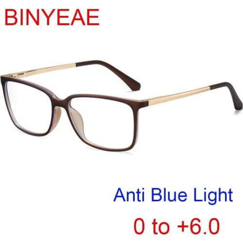 New Trending Reading Glasses Men Anti Blue Rays Brown Square Eyeglasses Frames Comfort Ultralight Business Hyperopia Eyewear