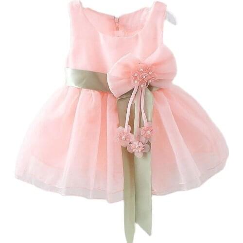 Flower Girls Dresses Children Party Ceremonies Clothing Princess Baby Girl Wedding Dress Birthday Bow Christening