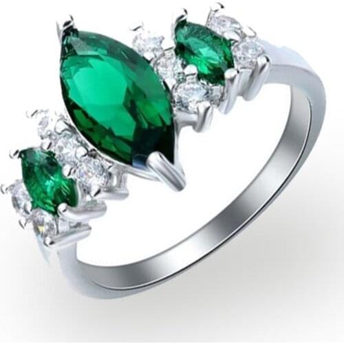 Popular Fashion Jewelry Green Oval Irregular Geometric Crystal Zirconia Female Alloy Ring For Women Party Jewelry Accessories