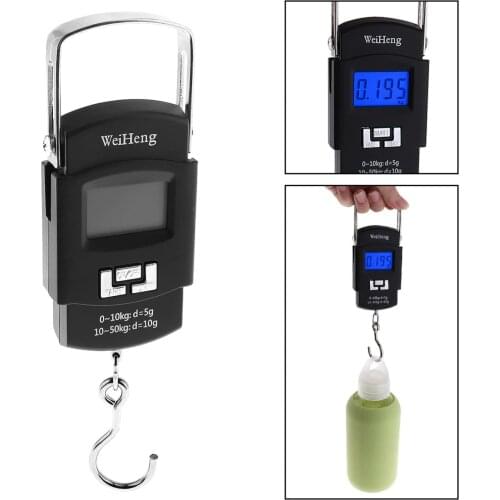 WeiHeng WH-A08 50kg LCD Dual Accuracy Portable Electronic Scale Support Temperature Measuring with Hanging Hook / Backlight