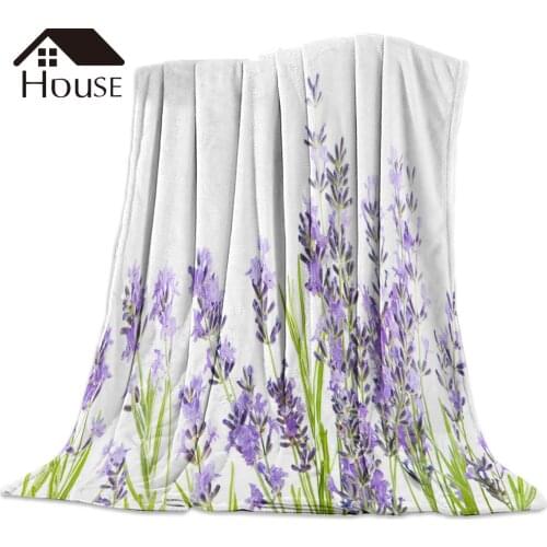Purple Lavender Printed Nap Blanket Soft Comfortable Velvet Plush Flower Blankets Warm Sofa Bed Sheets