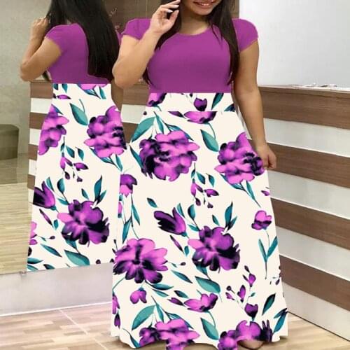 Plus Size Women Autumn Print Stitching Flower Casual Long Party Dress 2021 Vestidos Bodycon Elegant Sexy Woman Maxi Dresses