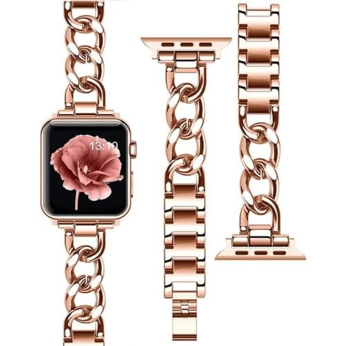 For Apple Watch Stainless Steel Band 40mm 38mm 40mm 42mm 44mm Iwatch Series 5 6 SE 3 4 Watch Strap Chain Bracelet Accessories