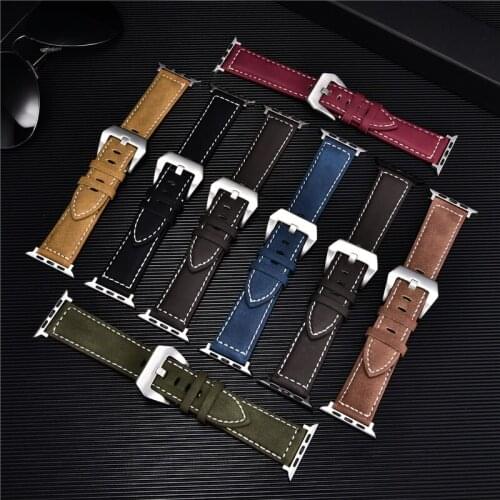 Retro Leather Straps for Apple Watch Band 44mm 40mm 42mm 38mm Watchband 7 Colors Bracelet for iwatch Series 6 5 4 3 2 SE