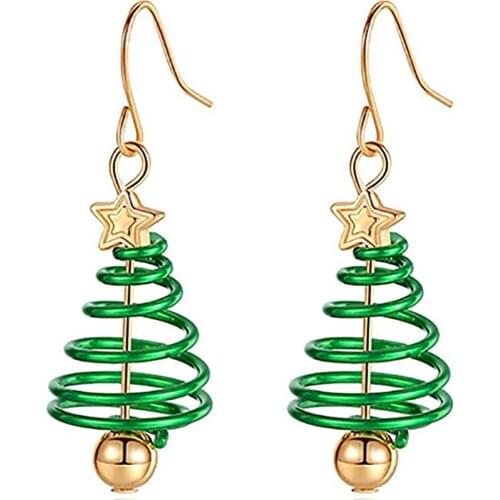 Christmas Tree Earrings for Women Girls Dangle Christmas Earrings Xmas Party Favors Christmas Decorations Supplies (Green)
