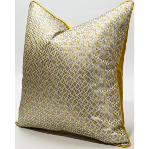Light Luxury Throw Pillows Case High Precision Embroidery Yellow Geometric Jacquard Cushion Cover Home Bed Sofa Chair Pillowcase