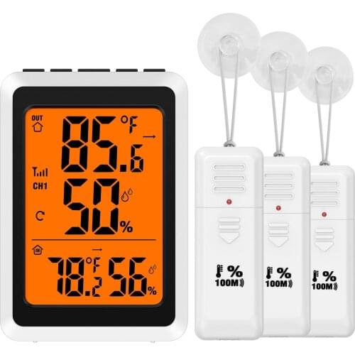 Thermometer Outdoor Hygrometer Home Wireless Digital Thermometer Humidity Gauge Temperature Monitor with 3pcs Sensors