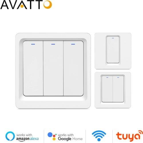 AVATTO Tuya Smart WiFi Light Switch with Physical Button, Smart Life APP Smart Wall Switch works with Alexa, Google Home echo