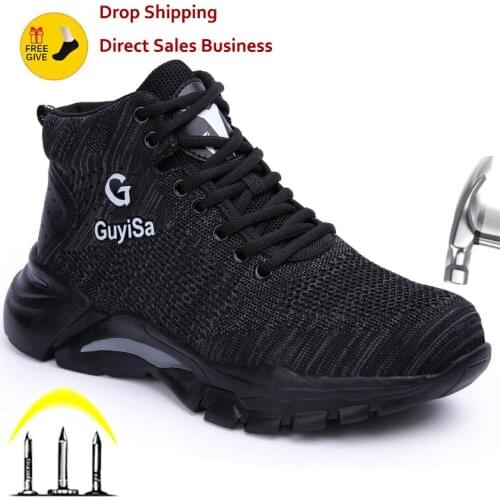 Dropshipping Air Mesh Steel Toe Women Work Shoes Breathable Working Shoes Man Safety Lightweight Puncture-Proof Safety Boots