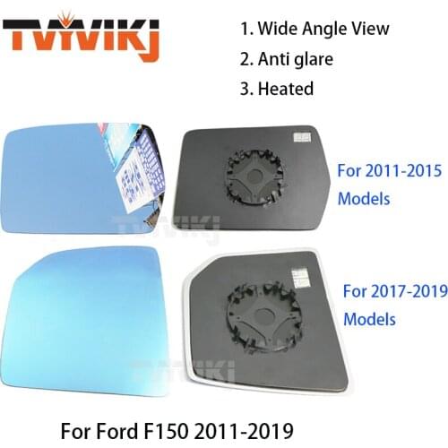 TVYVIKJ Side Rearview Mirror Blue Glass Lens For Ford F150 2011-2019 Wide Angle View anti glare door mirror F-150