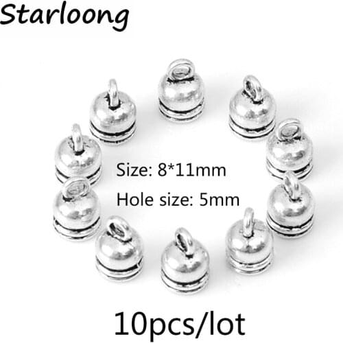10pcs/lot 8mm antique silver plated zinc alloy bead caps leather cord end caps DIY jewelry making for earrings necklace bracelet