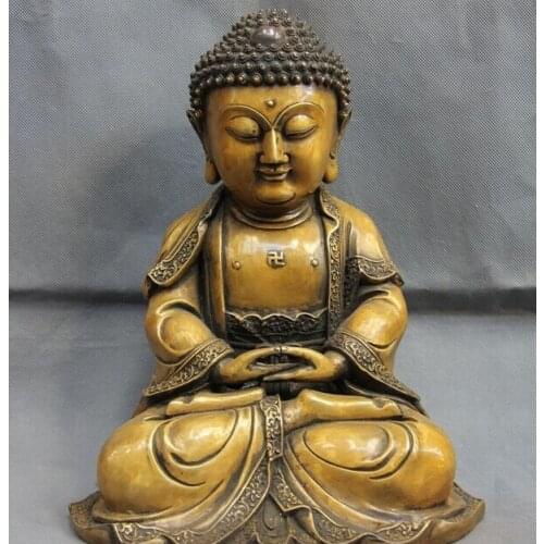 12 Tibet Bronze Copper Buddhism Temple Rulai Tathagata Sakyamuni Buddha Statue