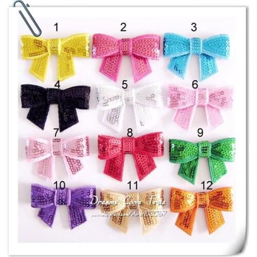50pcs/lot 12 Colors 2" Sparkly Sequin Hair Bow Flowers For Shinning Kids Hair Accessories With Flat Back Free Shipping