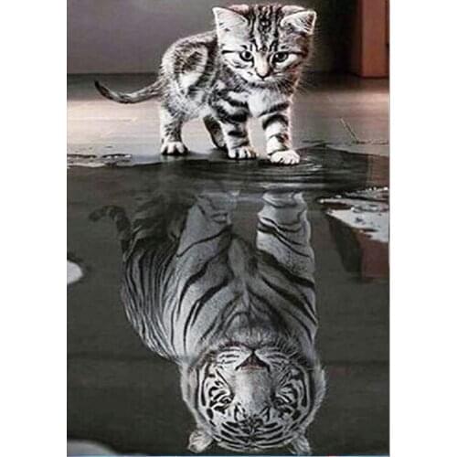 5D DIY diamond painting animal tiger round diamond mosaic, home decoration, handmade wall decoration