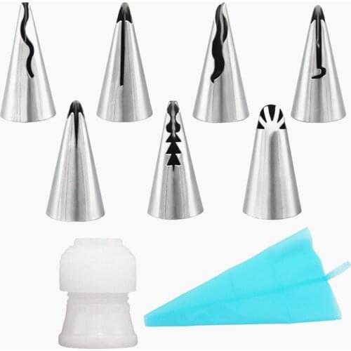 9Pcs/Set Baby Dress Nozzles Stainless Steel Icing Piping Nozzles Tips Pastry Tips Wedding Cake Decorating Pastry Fondant Tools