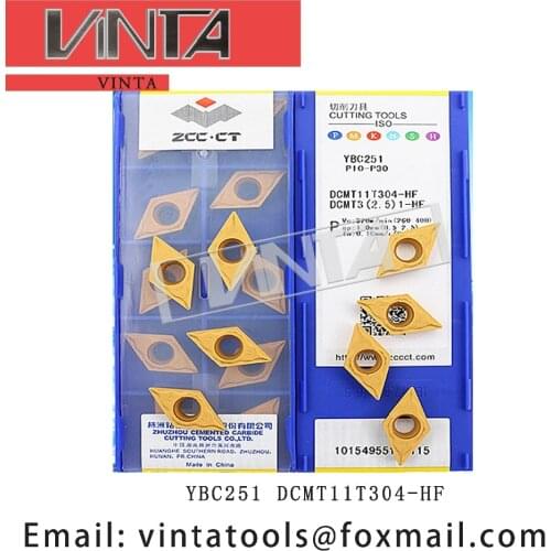 Free shipping high quality 10pcs/lots YBC252 YBC152 YBC251 YBG202 DCMT11T304-HF cnc carbide turning inserts cutting blade tools