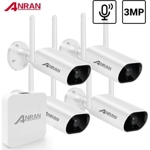 Wireless Security Camera System 4CH Surveillance NVR + 4Pcs 3MP Outdoor Waterproof WiFi Security Camera with Night Vision