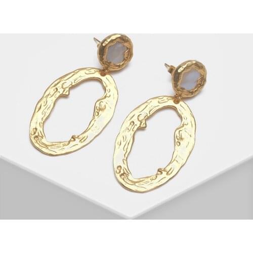 Amorita boutique 925 Oval design stylish pearl drop earrings