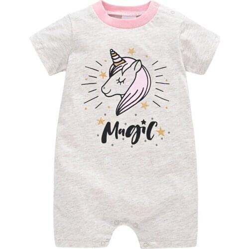 Kavkas Baby Girl Romper Unicorn Design 100% Cotton Short Sleeve 0-3m Clothes One Piece Newborn Boy Jumpsuit Infant Pajamas