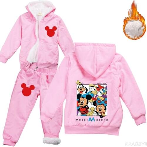 Mickey Children Clothes Set Kids Zipper Hooded Tracksuits Toddler Coat+Pant 2Pcs Suits Little Child Sports Wear Kids Clothes