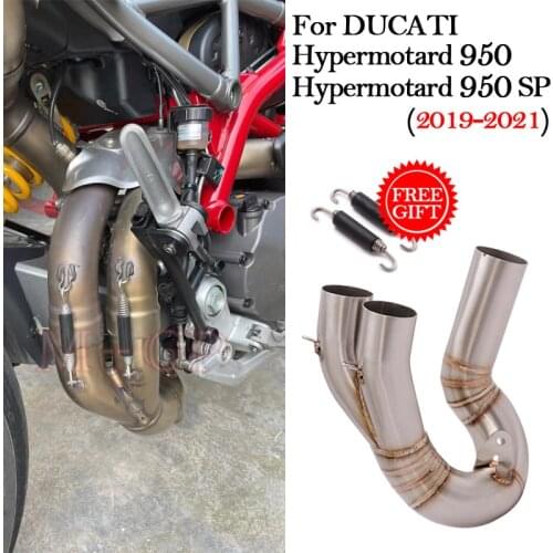 For DUCATI HYPERMOTARD 950 / 950 SP 2019 2020 2021 Motorcycle Exhaust Modified Middle Link Pipe Moto Escape Joint Tube Slip On