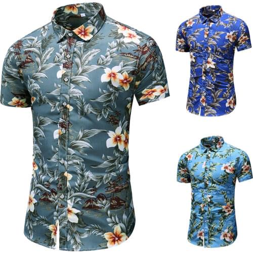 New Arrival Summer Mens Hawaiian Shirt 2019 Men Casual Camisa Masculina Printed Mens Hawaiian Shirt Thin Short Sleeve Shirts 6xl