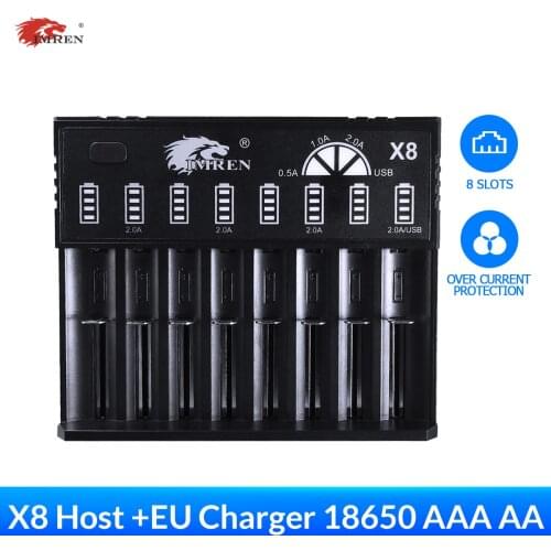 IMREN K1 X4 X8 18650 Intelligent Circuitry Battery Charger For 21700 26650 16340 RCR123 14500 LiFePO4 1.2V Ni-MH Ni-Cd Smart