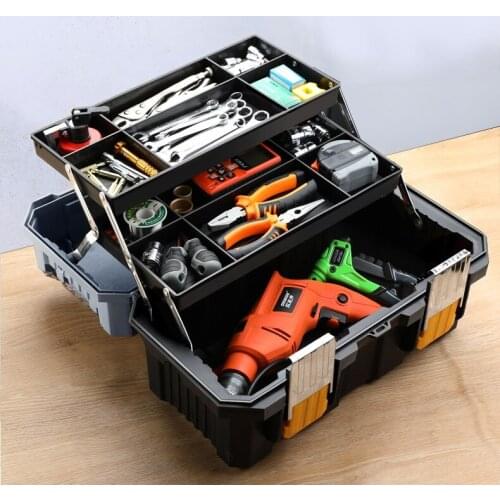 Compact Multi Plastic Tool Case Stackable Portable Storage Tools Box Professional Organizer Boite A Outils Home Repair DK50TB