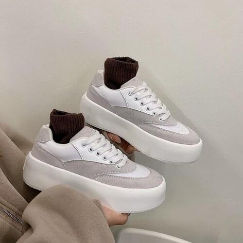 HOUZHOU Platform Shoes Sneakers Women Sports Chunky White Luxury Casual Vulcanize Flats Tennis Female Buffalo Harajuku 2021