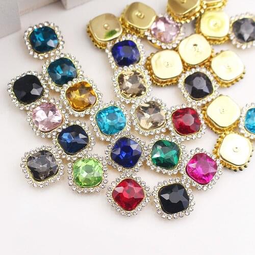 10mm Square Sewing Lace Rhinestones Shiny Crystals Stones Copper Base Rhinestone Dress Crafts Sew On Rhinestones For Clothes