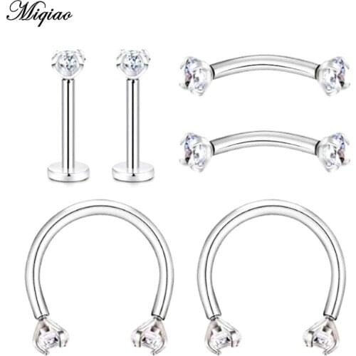 Miqiao Stainless Steel Hot Sale 6 Piece Set Stainless Steel Eyebrow Nail Eyebrow Ring Lip Nail Nose Nail Puncture Body Jewelry