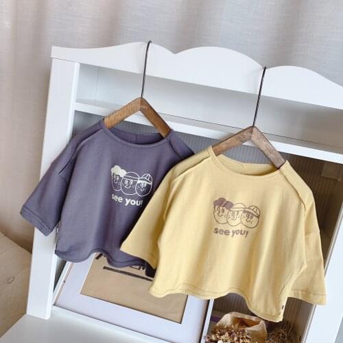 2021 Spring Autumn New Childrens Cartoon T Shrt Kids Korean Casual T-shirt Boys Girls Long Sleeve Bottoming Shirt Baby Clothes