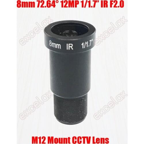 12MP 1/1.7" 8mm 73 Degrees MTV M12 Mount CCTV Lens Fixed Iris IR for 5MP 8MP 4K 12 Megapixel Video Security Camera