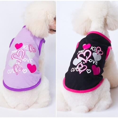 Puppy Dog Clothes Summer Simple Small Pets Love Printed T-Shirt Cat Cotton Vest Cute Chihuahua Puppy Pet Accessories