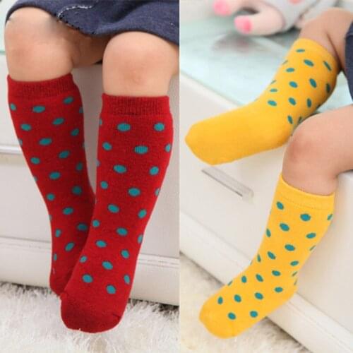 Autumn Winter Baby Socks Thicken Warm Boys Girls Dotted Socks Infnt Kids Thick Polka Dots Long Socks Cotton 4 pairs/Lot 0-4 Yrs