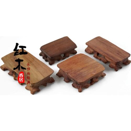 Authentic rosewood woodcarving and stone vases teapot jewelry wood mahogany base carved ornaments Home Furnishing
