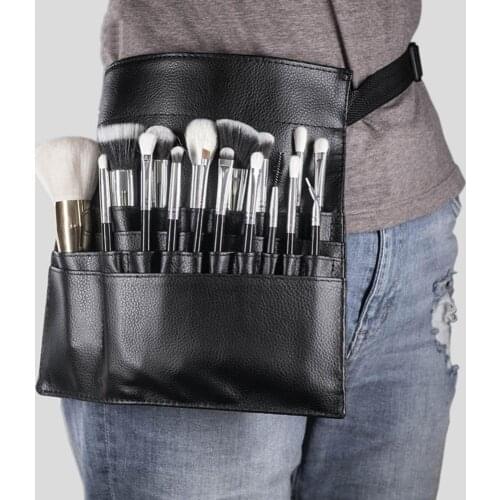 Professional Faux Leather Cosmetic Makeup Brush Bag Belt Strap Storage Pouch