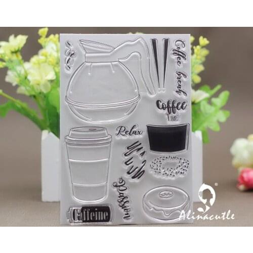 AlinaCraft CLEAR STAMPS Love Coffee Scrapbook Card album paper craft rubber roller transparent stamps