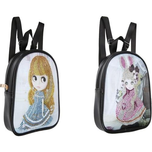 DIY Diamond Painting Backpack Cute Girl Picture Diamond Embroidery Art Kids Storage Bag for School Travel Outdoor