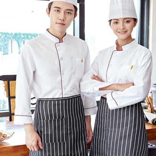 Long Sleeve Chef Jacket Hotel Kitchen Cook Clothes for Men Women