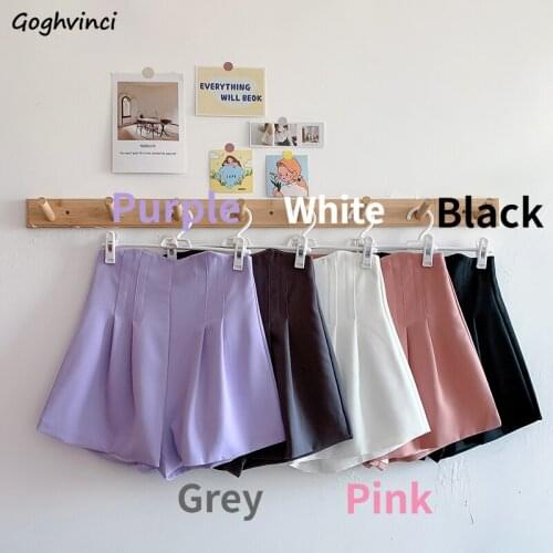 High Waist Shorts Women Temperament Solid Office Lady Daily Leisure Zipper Fly Loose Korean Style Fashionable Females All-match